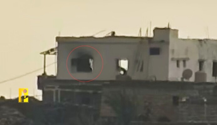 حزب الله نشر مشاهد من عملية استهداف منزل يتمركز فيه جنود الجيش الإسرائيلي في بلدة القوزح