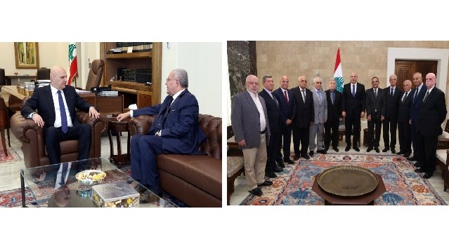 الرئيس عون استقبل المشنوق ومهندسين متقاعدين قدموا اقتراح الاستعانة بهم للتطوع في إعادة الإعمار