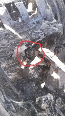 الحرس الثوري نشر صورة تظهر جمجمة بشرية متفحمة بین حطام الطائرات الأميركية التي أسقطتها الدفاعات الجویة الإیرانیة الیوم