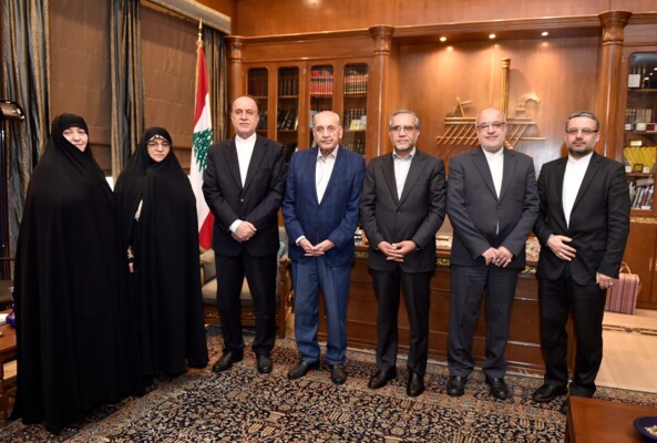 رئيس مجلس الشورى الإيراني التقى بري: التطورات الآتية ستُثبت بأن السياسات الإملائية قد انتهت