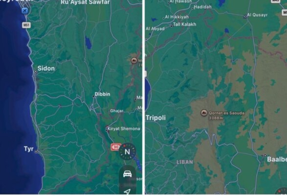 موجة غضب في منصات التواصل الاجتماعي إثر تداول لقطات مصورة توثق خلو خرائط آبل من أسماء بلدات في جنوب لبنان