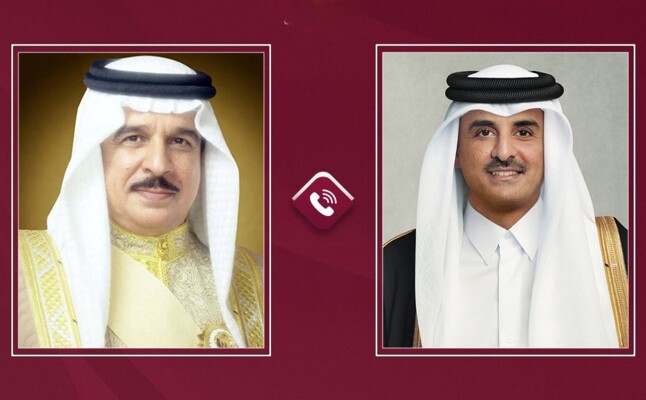 أمير قطر وملك البحرين بحثا بتعزيز العلاقات الثنائية ومواضيع إقليمية ودولية