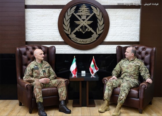 قائد الجيش بحث مع رئيس أركان الدفاع الإيطالي التطورات الراهنة والخيارات المتوفرة لمرحلة ما بعد انتهاء مهمة "اليونيفيل"