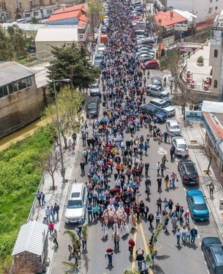 بلدة جزين احتفلت بأحد الشعانين بزياح مشترك للمرة الأولى