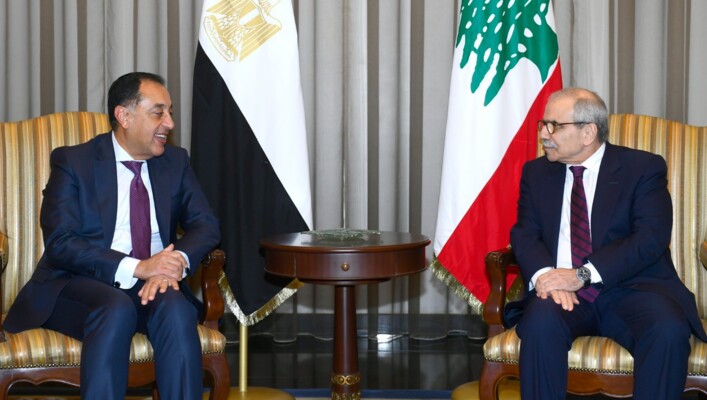 رئيس وزراء مصر وصل إلى بيروت وسلام استقبله في المطار
