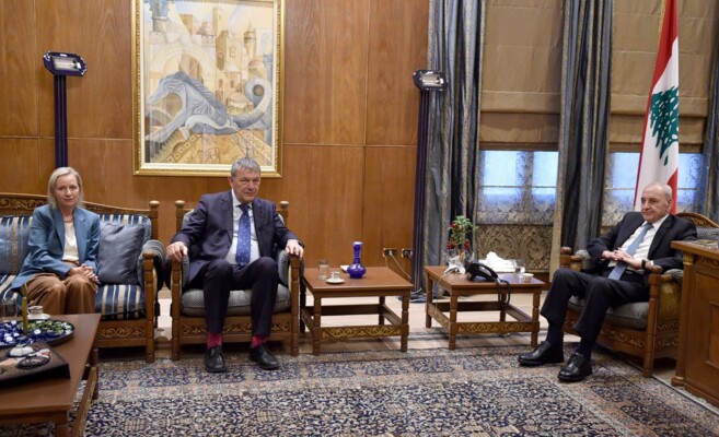 بري بحث مع لازاريني ملف اللاجئين الفلسطينيين واستقبل مساعد غوتيريس لشؤون الشرق الأوسط