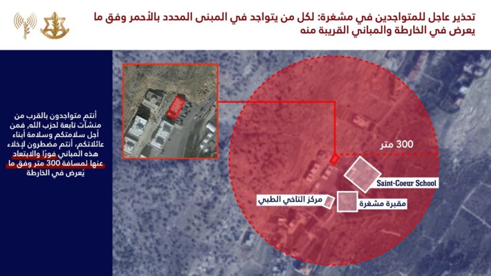 الجيش الإسرائيلي هدد سكان قرى صور ومشغرة ودير قانون النهر وبنت جبيل وقانا ومعروب والنبطية التحتا
