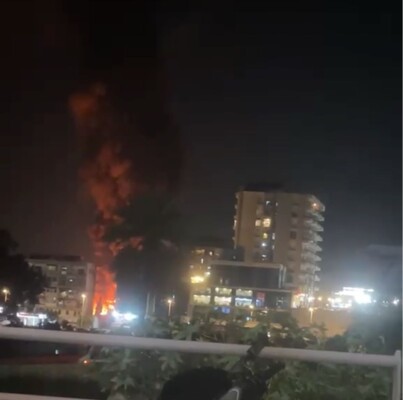 حريق في منطقة خلدة خلف مطعم اطيب فروج